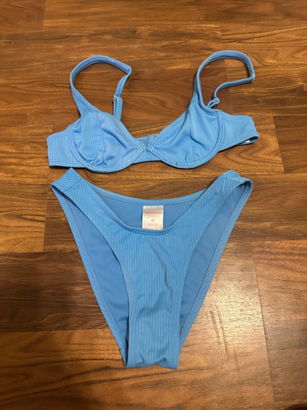 Xhilaration Light Blue Ribbed Underwire Bikini Set